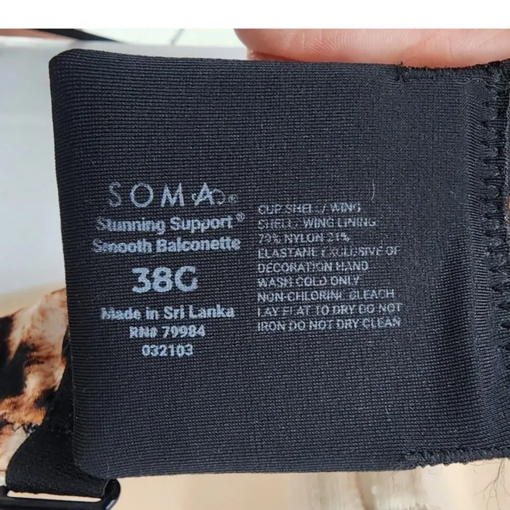 New NWT‎ Soma Bra Comfort Casual Full Lined Padded Push Up Size 38G